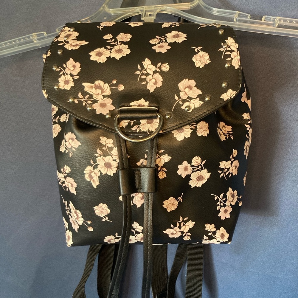 Wild Fable Black and Pink Backpack with Floral Design